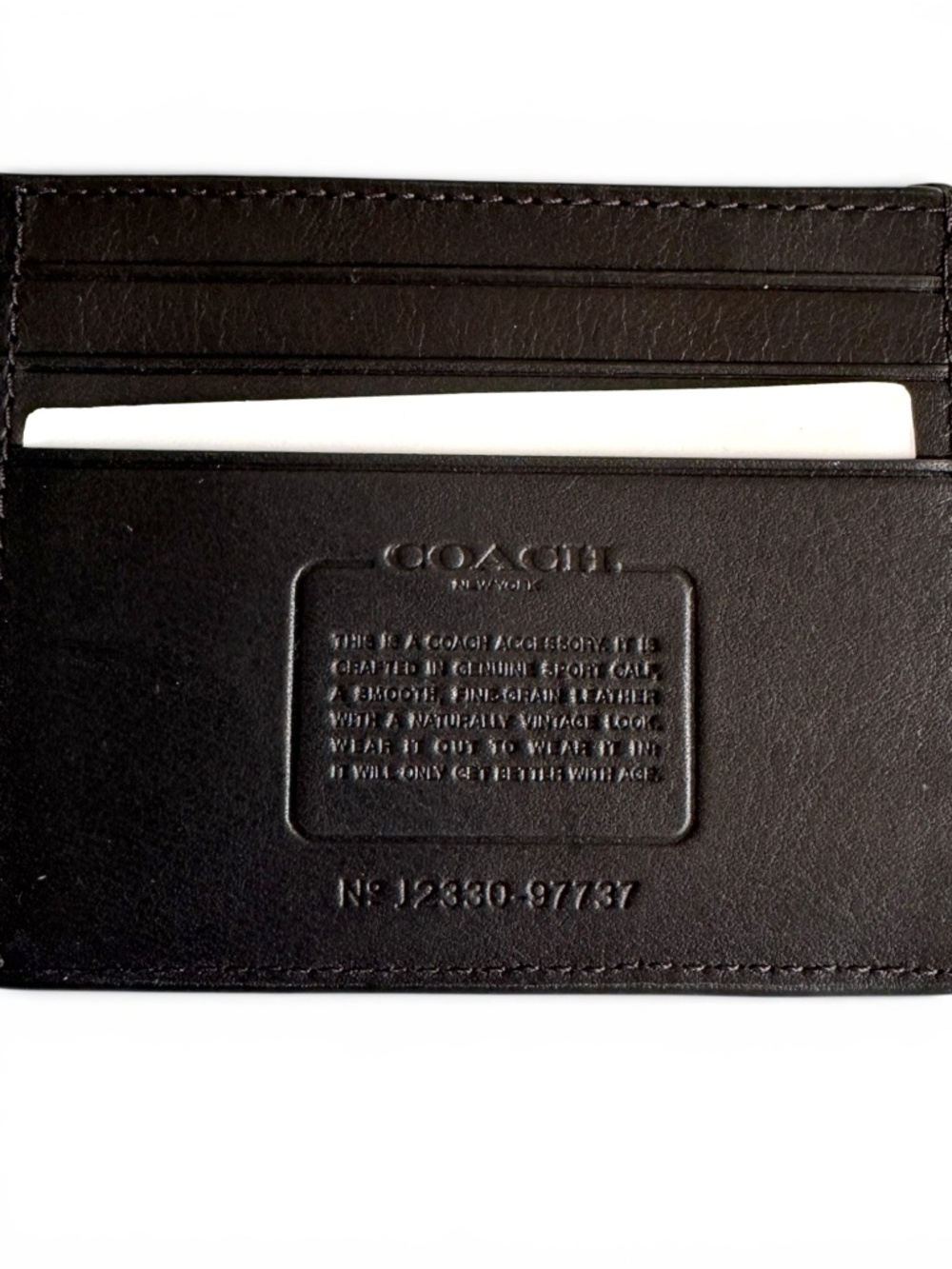 COACH Black Sport Calf Leather Bifold Wallet 6 Card Billfold NWT - Picture 5 of 8